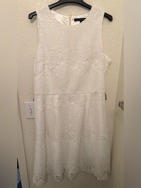 White House Black Market White Floral Lace A-Line Dress